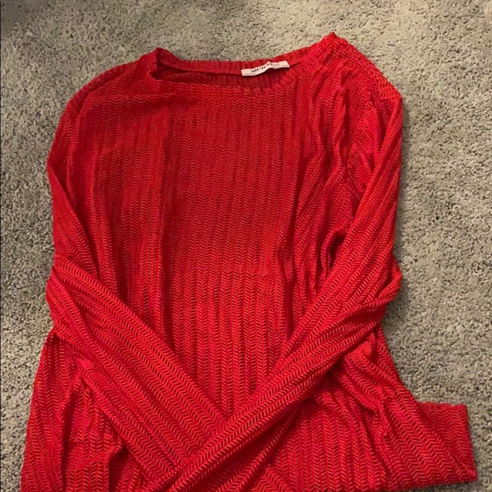 Red see through long sleeve